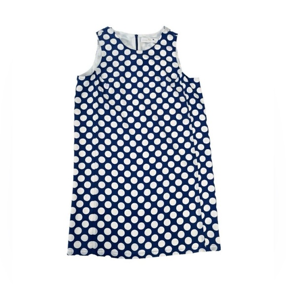 Amanda Uprichard Woman's Sz M White & Blue Polka Dot Silk Shift Dress - Picture 2 of 3